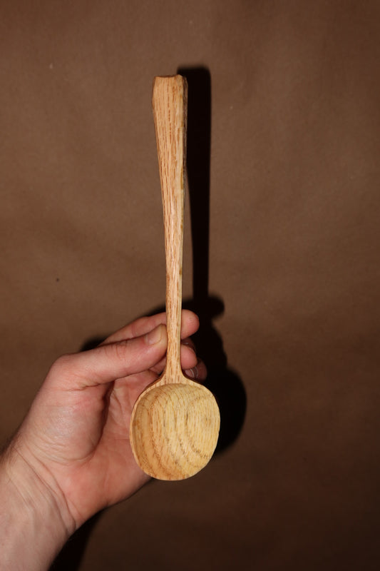 Hand Carved Oak Serving Spoon