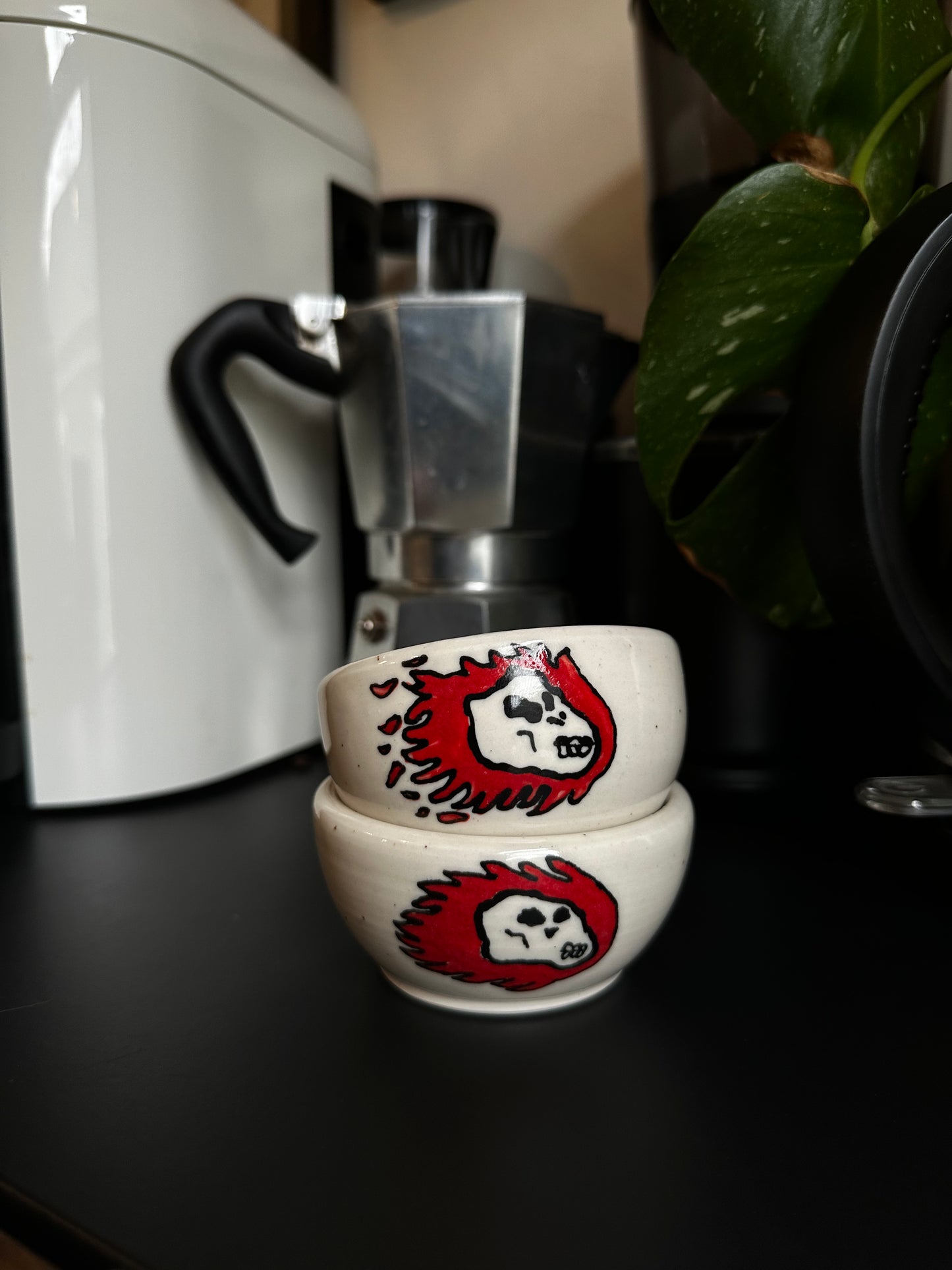 Flaming Skull Catchall - Set of 2