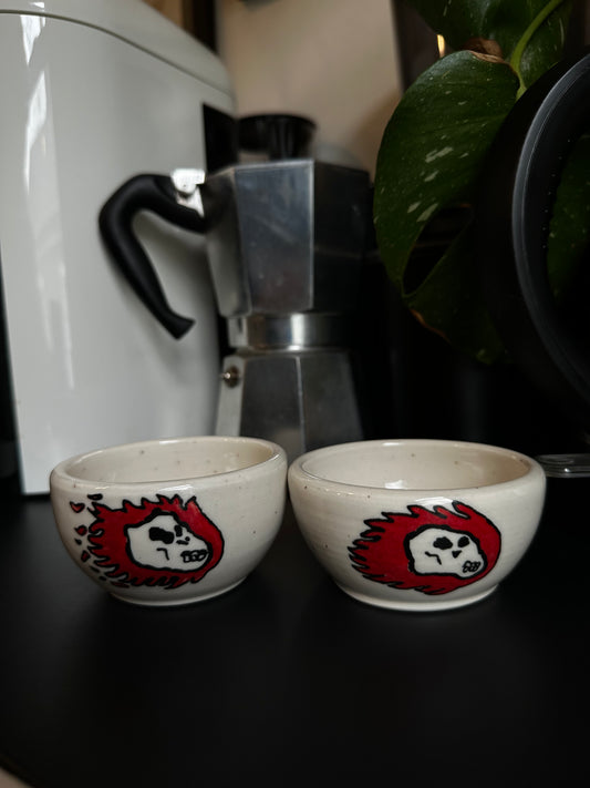 Flaming Skull Catchall - Set of 2