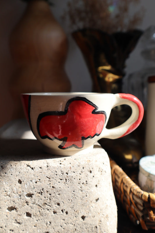 Hand Painted Bird Espresso Mug