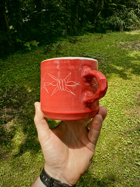 CRIMSON BARBED WIRE COFFEE MUG